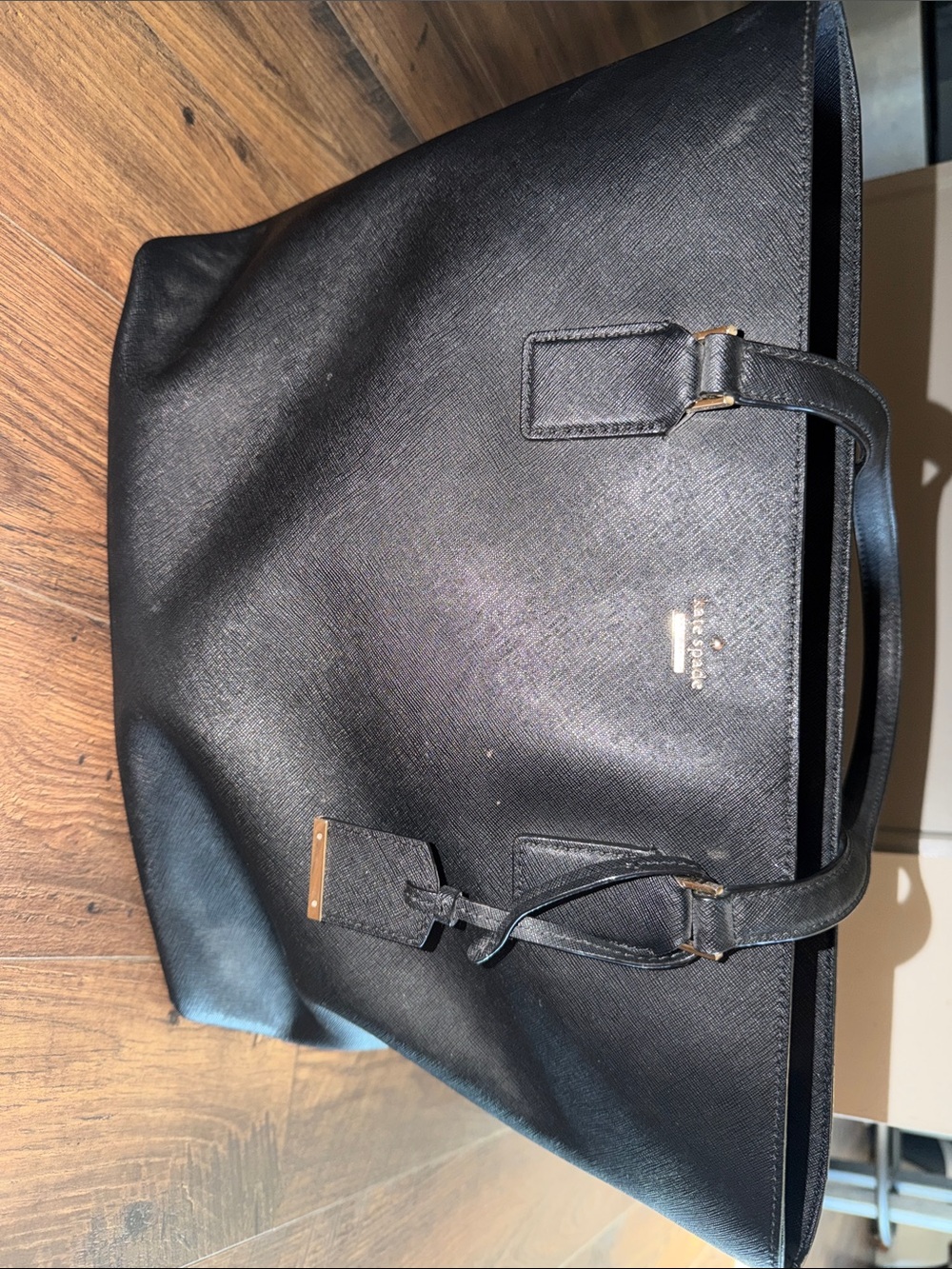kate spade Black Saffiano Leather Tote with Gold Hardware